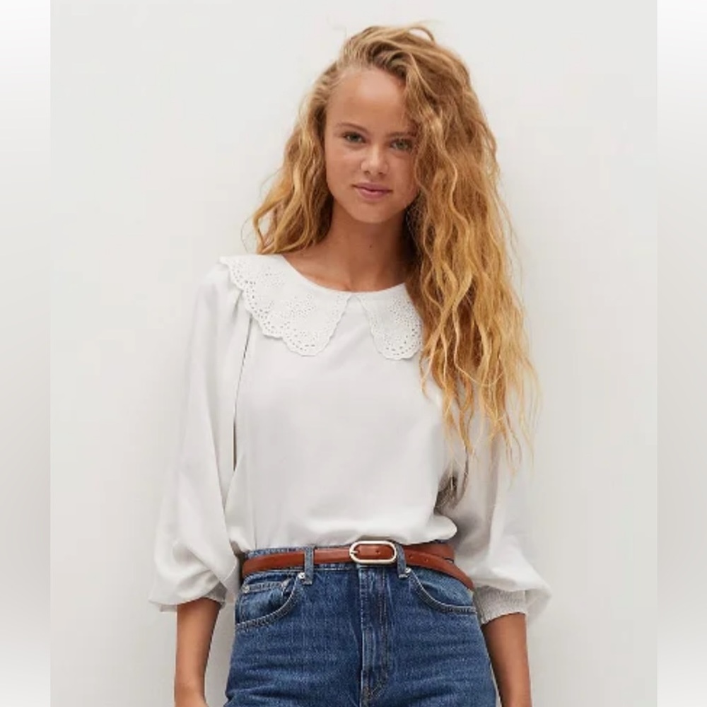 Mango Double Baby-collar Blouse Shirt Top